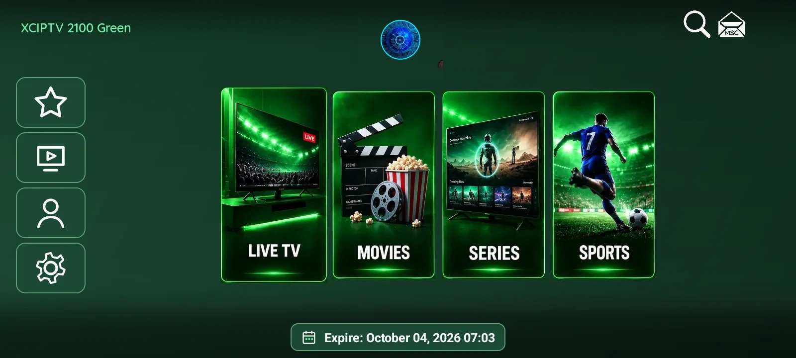 XCIPTV 2100 Green interface preview